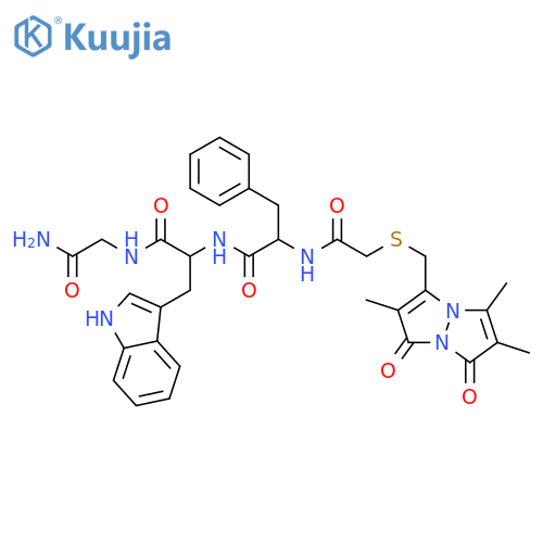 Glycinamide,N-[[[(2,5,6-trimethyl-1,7-dioxo-1H,7H-pyrazolo[1,2-a]pyrazol-3-yl)methyl]thio]acetyl]-L-phenylalanyl-L-tryptophyl- structure
