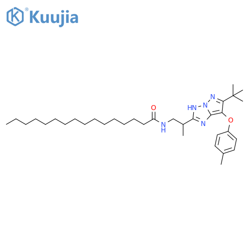 Hexadecanamide,N-[2-[6-(1,1-dimethylethyl)-7-(4-methylphenoxy)-1H-pyrazolo[1,5-b][1,2,4]triazol-2-yl]propyl]- structure