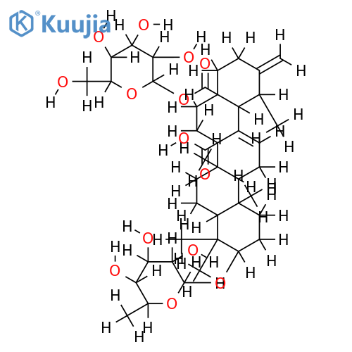 3beta-(alpha-L-rhamnopyranosyloxy)-28-O-(beta-D-glucopyranosyl)urs-12,20(30)-diene-27,28-dioic acid structure