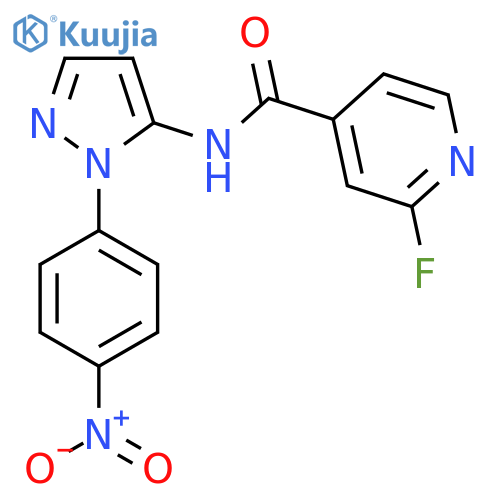 2-fluoro-N-[1-(4-nitrophenyl)-1H-pyrazol-5-yl]pyridine-4-carboxamide structure
