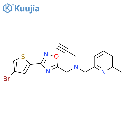 {[3-(4-Bromothiophen-2-yl)-1,2,4-oxadiazol-5-yl]methyl}[(6-methylpyridin-2-yl)methyl](prop-2-yn-1-yl)amine structure