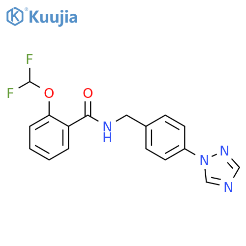 2-(Difluoromethoxy)-N-[[4-(1H-1,2,4-triazol-1-yl)phenyl]methyl]benzamide structure