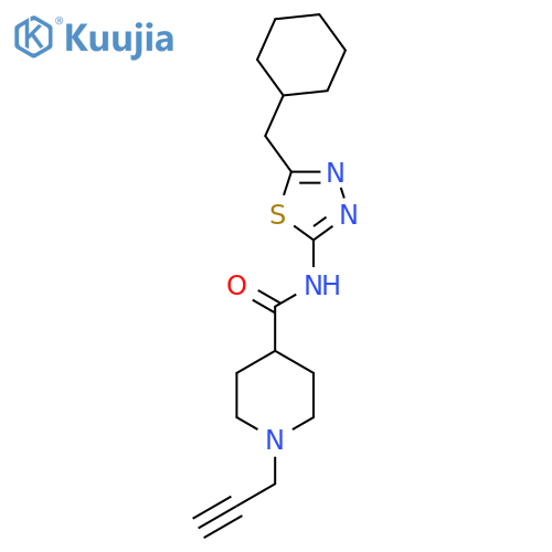 N-[5-(cyclohexylmethyl)-1,3,4-thiadiazol-2-yl]-1-(prop-2-yn-1-yl)piperidine-4-carboxamide structure