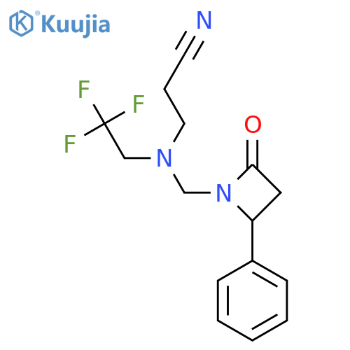 3-{[(2-Oxo-4-phenylazetidin-1-yl)methyl](2,2,2-trifluoroethyl)amino}propanenitrile structure
