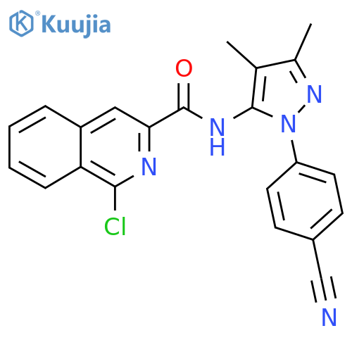 1-chloro-N-[1-(4-cyanophenyl)-3,4-dimethyl-1H-pyrazol-5-yl]isoquinoline-3-carboxamide structure