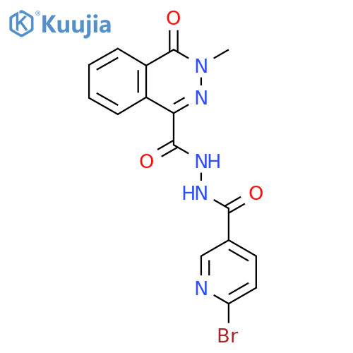 6-bromo-N'-(3-methyl-4-oxo-3,4-dihydrophthalazine-1-carbonyl)pyridine-3-carbohydrazide structure