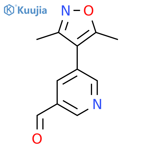 3-Pyridinecarboxaldehyde, 5-(3,5-dimethyl-4-isoxazolyl)- structure
