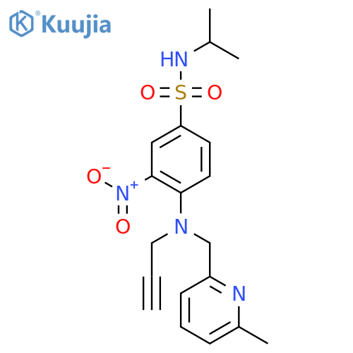 4-{[(6-methylpyridin-2-yl)methyl](prop-2-yn-1-yl)amino}-3-nitro-N-(propan-2-yl)benzene-1-sulfonamide structure