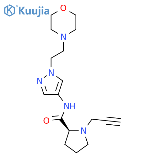(2S)-N-{1-[2-(morpholin-4-yl)ethyl]-1H-pyrazol-4-yl}-1-(prop-2-yn-1-yl)pyrrolidine-2-carboxamide structure