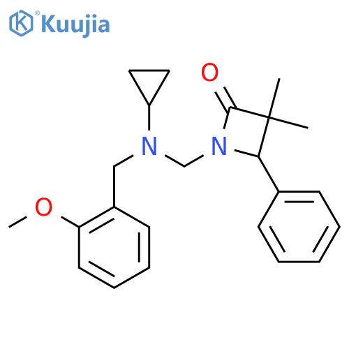 1-({Cyclopropyl[(2-methoxyphenyl)methyl]amino}methyl)-3,3-dimethyl-4-phenylazetidin-2-one structure