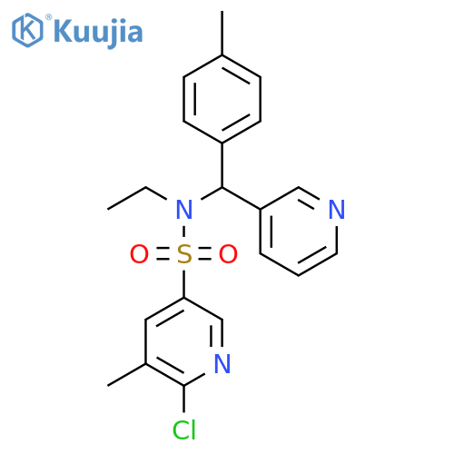 6-chloro-N-ethyl-5-methyl-N-[(4-methylphenyl)(pyridin-3-yl)methyl]pyridine-3-sulfonamide structure
