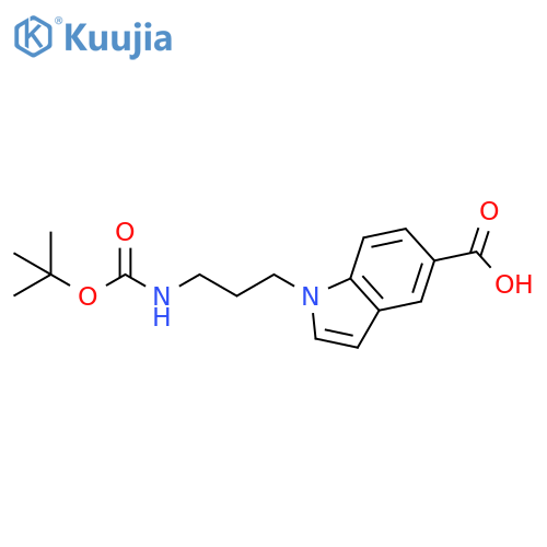 1-(3-{(tert-butoxy)carbonylamino}propyl)-1H-indole-5-carboxylic acid structure