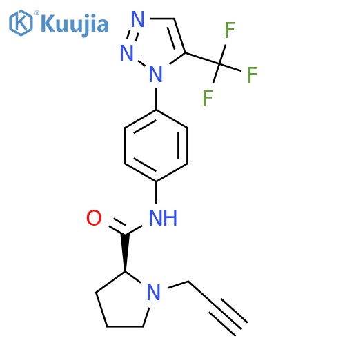 (2S)-1-(prop-2-yn-1-yl)-N-{4-[5-(trifluoromethyl)-1H-1,2,3-triazol-1-yl]phenyl}pyrrolidine-2-carboxamide structure