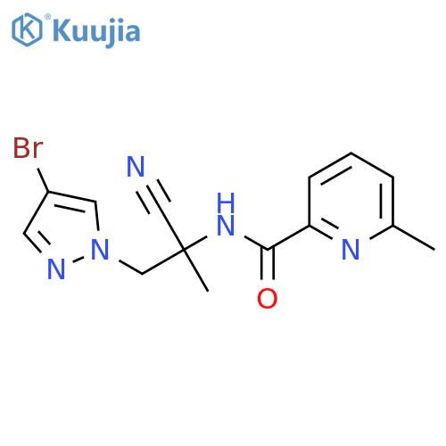 N-{1-[(4-bromo-1H-pyrazol-1-yl)methyl]-1-cyanoethyl}-6-methylpyridine-2-carboxamide structure
