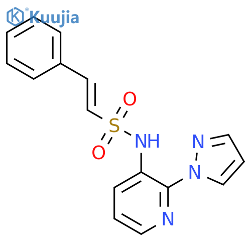 (E)-2-Phenyl-N-(2-pyrazol-1-ylpyridin-3-yl)ethenesulfonamide structure