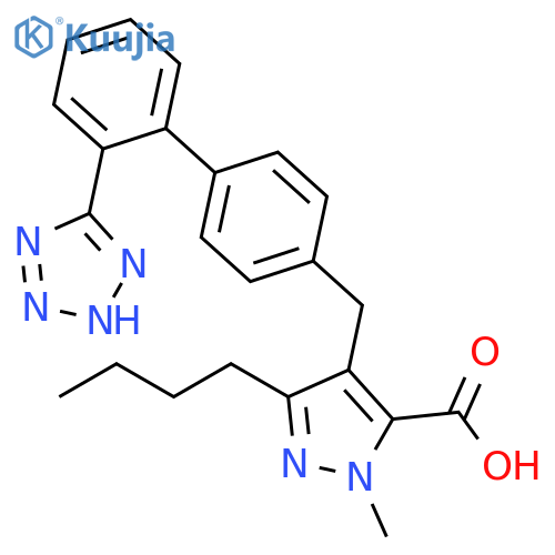 1H-Pyrazole-5-carboxylic acid,3-butyl-1-methyl-4-[[2'-(1H-tetrazol-5-yl)[1,1'-biphenyl]-4-yl]methyl]- structure