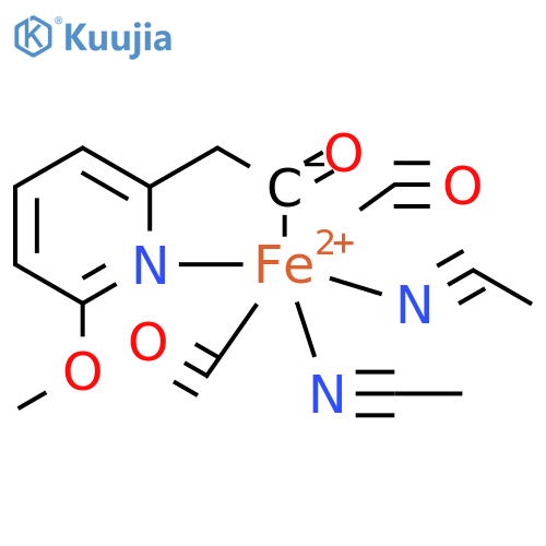 (OC-6-43)-Bis(acetonitrile)dicarbonyl[2-(6-methoxy-2-pyridinyl-κN)acetyl-κC]iron(1+) structure