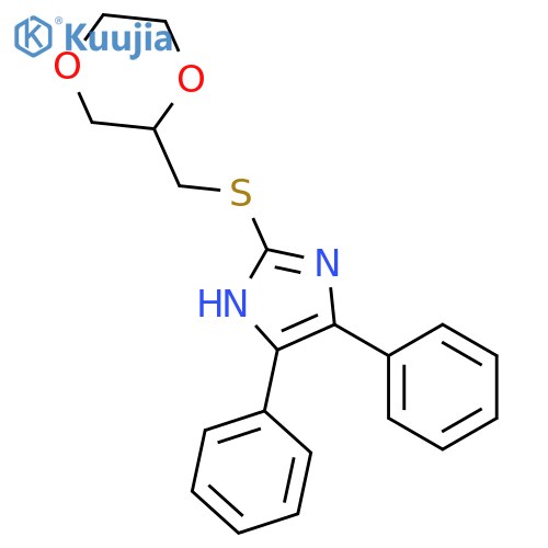 1H-IMIDAZOLE, 2-[(1,4-DIOXAN-2-YLMETHYL)THIO]-4,5-DIPHENYL- structure