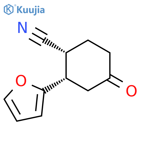 Cyclohexanecarbonitrile, 2-(2-furanyl)-4-oxo-, cis- structure