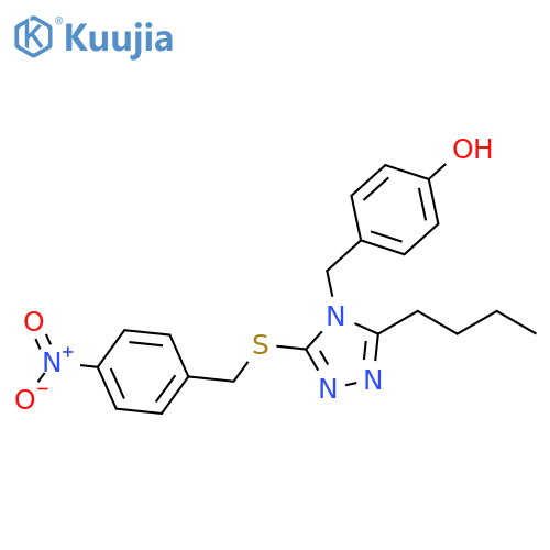 Phenol,4-[[3-butyl-5-[[(4-nitrophenyl)methyl]thio]-4H-1,2,4-triazol-4-yl]methyl]- structure