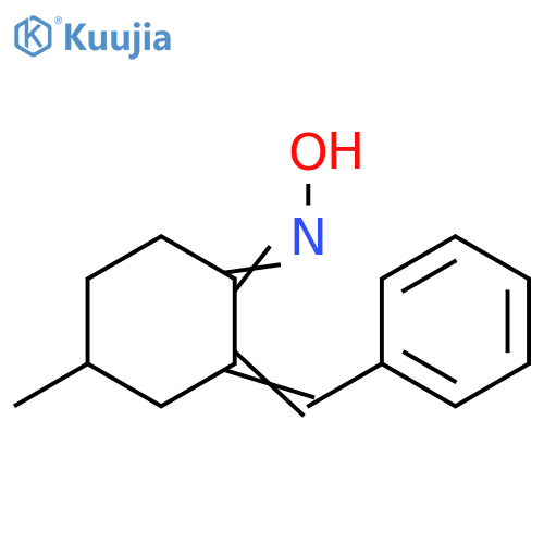 Cyclohexanone, 4-methyl-2-(phenylmethylene)-, oxime structure