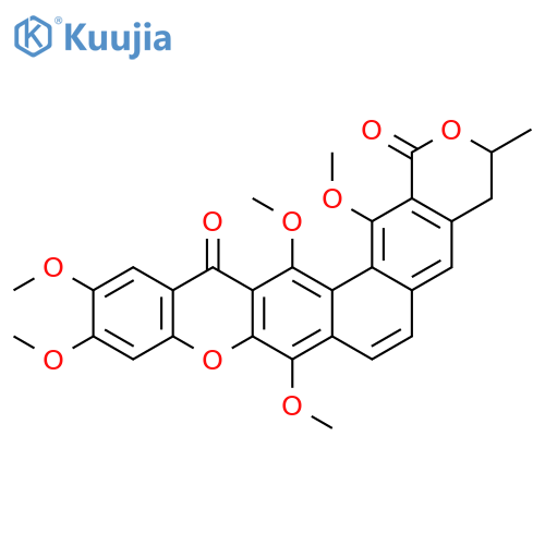 Pyrano[4',3':6,7]naphtho[1,2-b]xanthene-1,14-dione, 3,4-dihydro-8,11,12,15,16-pentamethoxy-3-methyl- structure