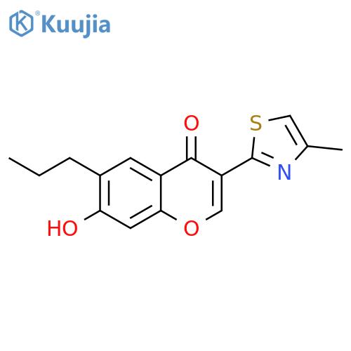 4H-1-Benzopyran-4-one, 7-hydroxy-3-(4-methyl-2-thiazolyl)-6-propyl- structure