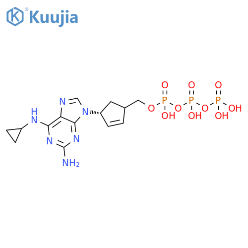 P-[[(2S,4R)-4-[2-Amino-6-(cyclopropylamino)-9H-purin-9-yl]-2-cyclopenten-1-yl]methyl] tetrahydrogen triphosphate structure