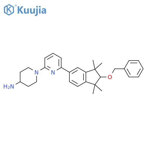 1-(6-(2-(benzyloxy)-1,1,3,3-tetramethyl-2,3-dihydro-1H-inden-5-yl)pyridin-2-yl)piperidin-4-amine structure