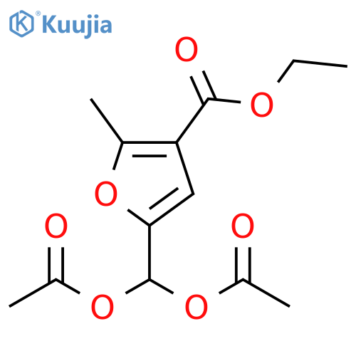 3-Furancarboxylic acid, 5-[bis(acetyloxy)methyl]-2-methyl-, ethyl ester structure
