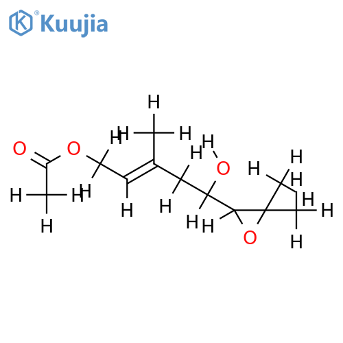 1-acetoxy-5-hydroxy-6,7-epoxy-3,7-dimethyl-octa-2e-ene structure