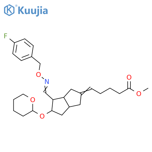 Pentanoic acid, 5-[4-[[[(4-fluorophenyl)methoxy]imino]methyl]hexahydro-5-[(tetrahydro-2H-pyran-2-yl)oxy]-2(1H)-pentalenylidene]-, methyl ester structure