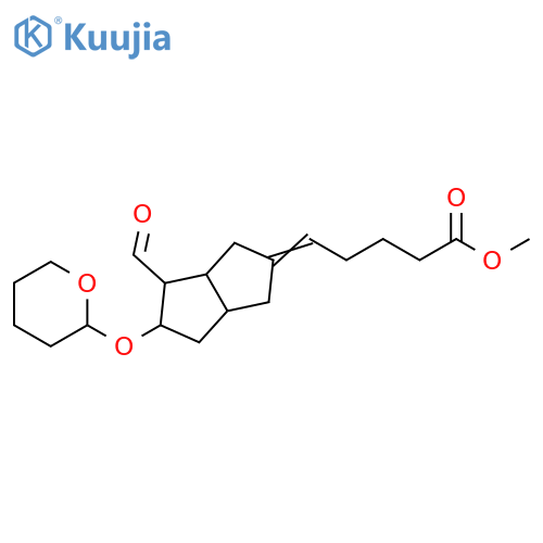 Pentanoic acid, 5-[4-formylhexahydro-5-[(tetrahydro-2H-pyran-2-yl)oxy]-2(1H)-pentalenylidene]-, methyl ester structure