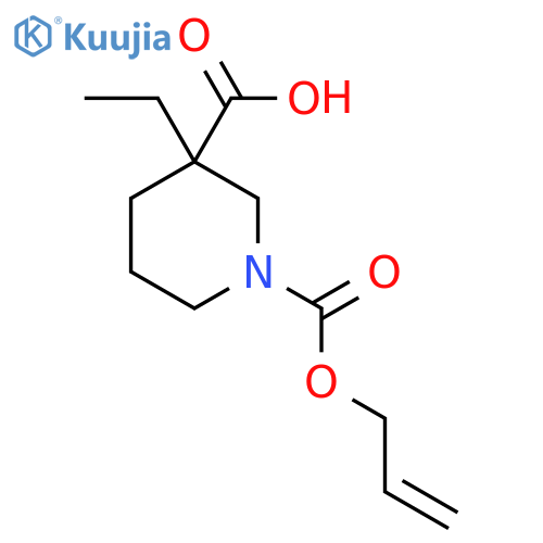 3-ethyl-1-(prop-2-en-1-yloxy)carbonylpiperidine-3-carboxylic acid structure
