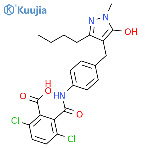 Benzoic acid,2-[[[4-[(3-butyl-5-hydroxy-1-methyl-1H-pyrazol-4-yl)methyl]phenyl]amino]carbonyl]-3,6-dichloro- structure