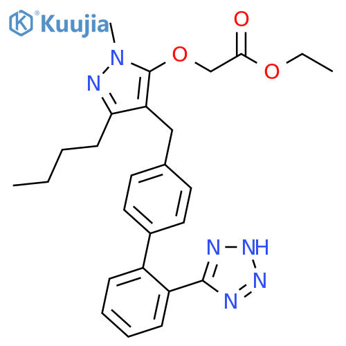 Acetic acid,[[3-butyl-1-methyl-4-[[2'-(1H-tetrazol-5-yl)[1,1'-biphenyl]-4-yl]methyl]-1H-pyrazol-5-yl]oxy]-, ethyl ester structure