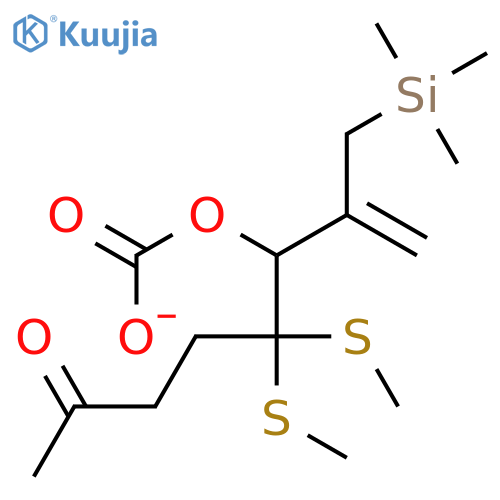 4,4-Bis(methylsulfanyl)-7-oxo-2-[(trimethylsilyl)methyl]oct-1-en-3-yl carbonate structure