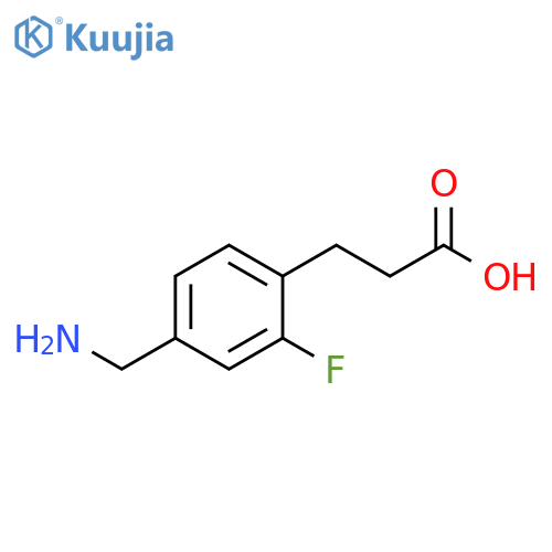 3-4-(aminomethyl)-2-fluorophenylpropanoic acid structure