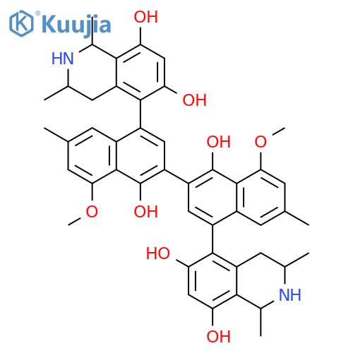 6,8-Isoquinolinediol,5,5'-(1,1'-dihydroxy-8,8'-dimethoxy-6,6'-dimethyl[2,2'-binaphthalene]-4,4'-diyl)bis[1,2,3,4-tetrahydro-1,3-dimethyl-,(1R,1'R,3R,3'R,5R,5'S)- structure