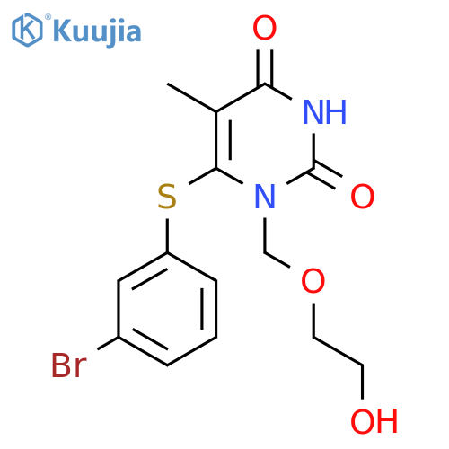 6-[(3-bromophenyl)sulfanyl]-1-[(2-hydroxyethoxy)methyl]-5-methylpyrimidine-2,4(1H,3H)-dione structure