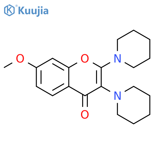 4H-1-Benzopyran-4-one, 7-methoxy-2,3-di-1-piperidinyl- structure