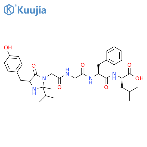 L-Leucine,N-[N-[N-[[4-[(4-hydroxyphenyl)methyl]-2-methyl-2-(1-methylethyl)-5-oxo-1-imidazolidinyl]acetyl]glycyl]-L-phenylalanyl]- structure