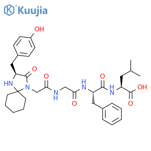 L-Leucine, N-[[(3S)-3-[(4-hydroxyphenyl)methyl]-2-oxo-1,4-diazaspiro[4.5]dec-1-yl]acetyl]glycyl-L-phenylalanyl- (9CI) structure