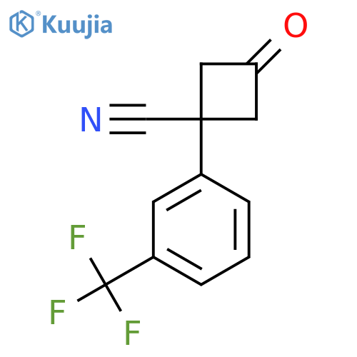 3-oxo-1-3-(trifluoromethyl)phenylcyclobutane-1-carbonitrile structure