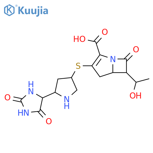 1-Azabicyclo[3.2.0]hept-2-ene-2-carboxylic acid,3-[[5-(2,5-dioxo-4-imidazolidinyl)-3-pyrrolidinyl]thio]-6-(1-hydroxyethyl)-7-oxo- structure