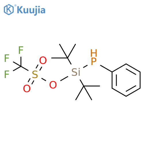 Methanesulfonic acid, trifluoro-,bis(1,1-dimethylethyl)(phenylphosphino)silyl ester structure