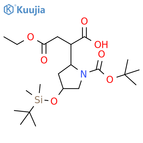 Butanedioic acid,[1-[(1,1-dimethylethoxy)carbonyl]-4-[[(1,1-dimethylethyl)dimethylsilyl]oxy]-2-pyrrolidinyl]-, 4-ethyl ester structure