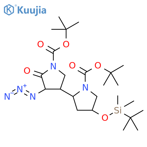 [2,3'-Bipyrrolidine]-1,1'-dicarboxylic acid, 4'-azido-4-[[(1,1-dimethylethyl)dimethylsilyl]oxy]-5'-oxo-, 1,1'-bis(1,1-dimethylethyl) ester structure