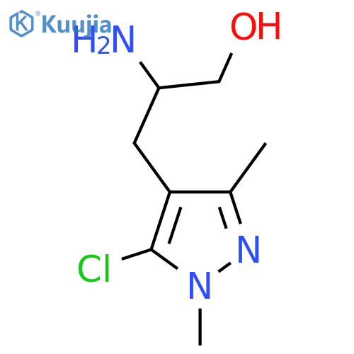2-amino-3-(5-chloro-1,3-dimethyl-1H-pyrazol-4-yl)propan-1-ol structure