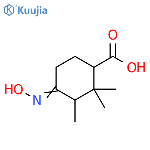 4-(hydroxyimino)-2,2,3-trimethylcyclohexane-1-carboxylic acid structure